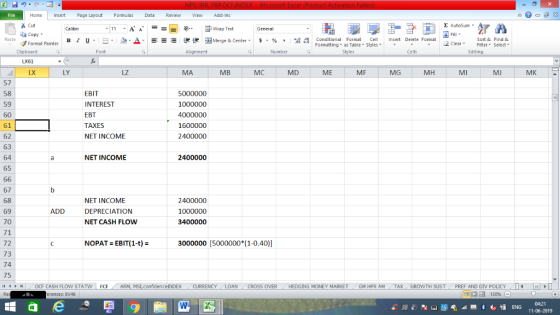 NPV, IRR, PBP,OCF,INDEX Microsoft Excel (Pro File Home Insert Page Layout Formulas Data Review View Add-Ins - Cut AutoSum Gen