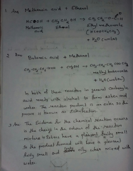 H COocH2CH3 methyl butanoate n both then reacdion in genaval Canbon lic aciol reacts csith alcohol to govng estes anol rece i