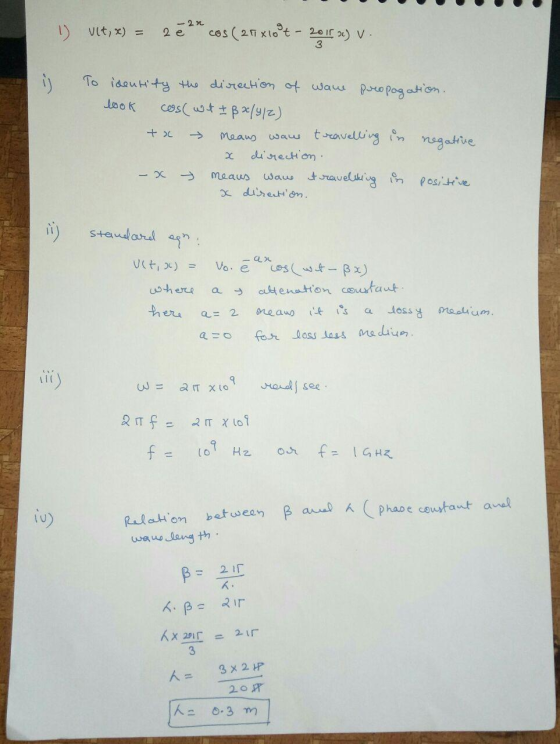 - 22 1) ult, x) = 2 8 24 cos (21 xlolt - 2015 a) v. i To identity the direction of wave propagation. look cos(wt I Bx/y/2) tx