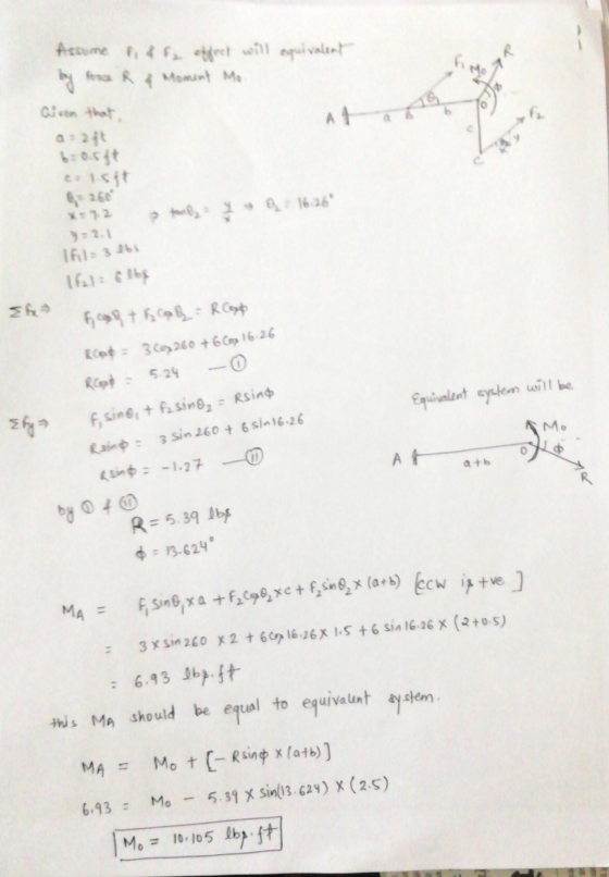 Assume fi & fy effect will equivalent by force Rt Moment Me Given that b=0.5ft colsft 161 3165 sh 1.: + 1h hangt hrad = R Cop