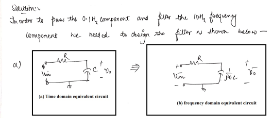 Solusiny In order to pass the 0.1th component and fills component we needed to design the the lotte frequency filter as shown