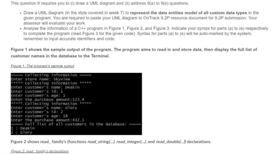 This question 9 requires you to (i) draw a UML diagram and (ii) address 9(a) to 9(e) questions. • Draw a UML diagram (in the