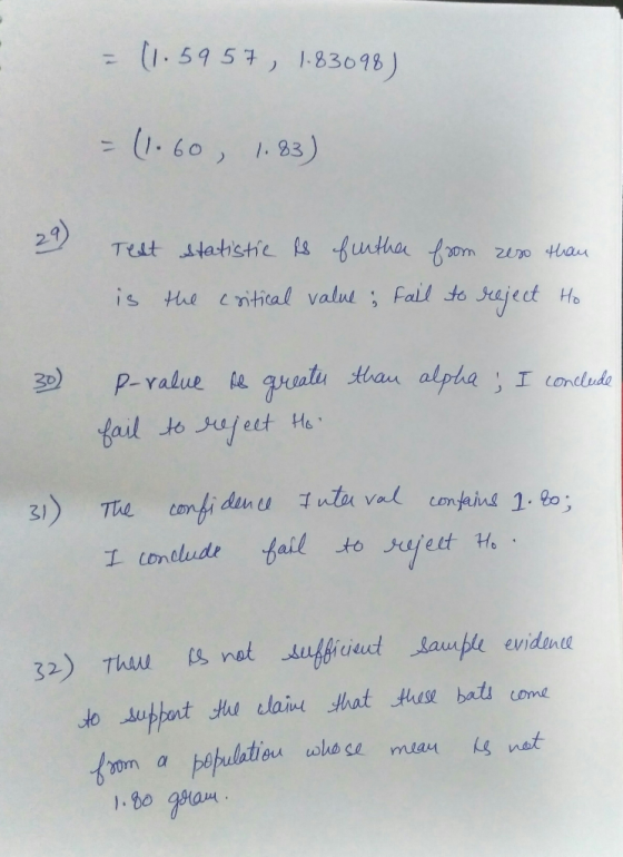 (1.5957, 1-83098J 1.60, 1.83) 1 29 Tedt itatistie fs funtha fom is the cnitical valul Fall to taject Ho 30 P-ralue le qusalu