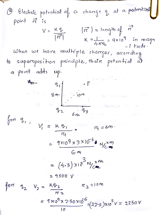 Elecheic potiotia point is a charg 1 ude When ω, have multiple ćhart er, acc ordina osi tion principle, thefr potenfial a Poi