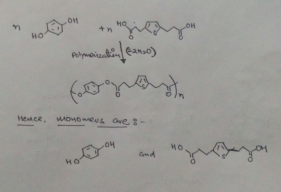 ОН но • tn Оң НО Polymaization Canzo) Hence, monomeus are 8-1 И О ро са о ама HO