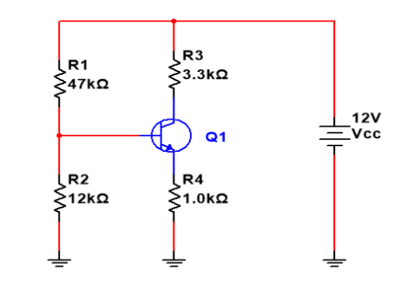 R1 47ΚΩ R3 3.3kΩ 12V Vcc Q1 T R2 12kΩ R4 1.0kΩ