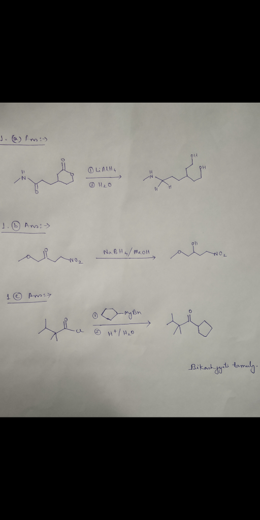 d. (a) Im :-) 1. ① Ans: al Nabil al moll Na B Halmeolt allra 1 © Ansat a myBn H+ / H₂O a Bikash zysti tamuly.