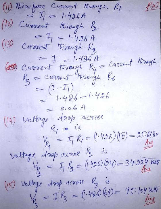 (10) through by Therefore Cussent through R I = 1.426 A Current through I = 1.426 A (13) cassent through Rz FI ( Cussent thro