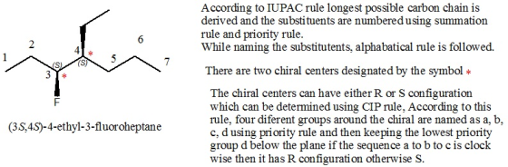 According to IUPAC rule longest possible carbon chain is derived and the substituents are numbered using summation rule and p