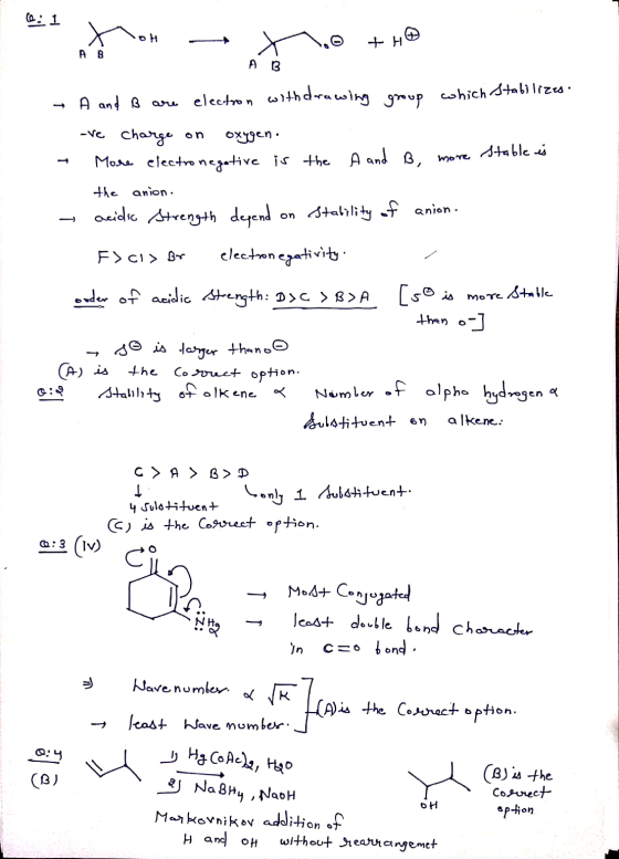 6:1 X +H А в A 3 cohich stabilizes. A and B are election withdrawing group -ve charge on oxygen: More electronegative is the