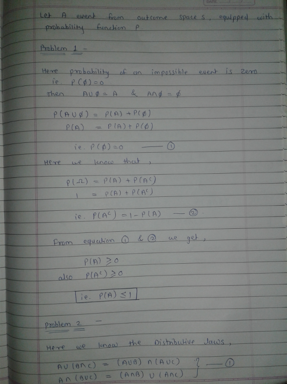 et A event om utceme spacesequipped with s nblem 1 Here parnhahiliby afan im passihle esen is 2e Here we lenow that alsoPlA2