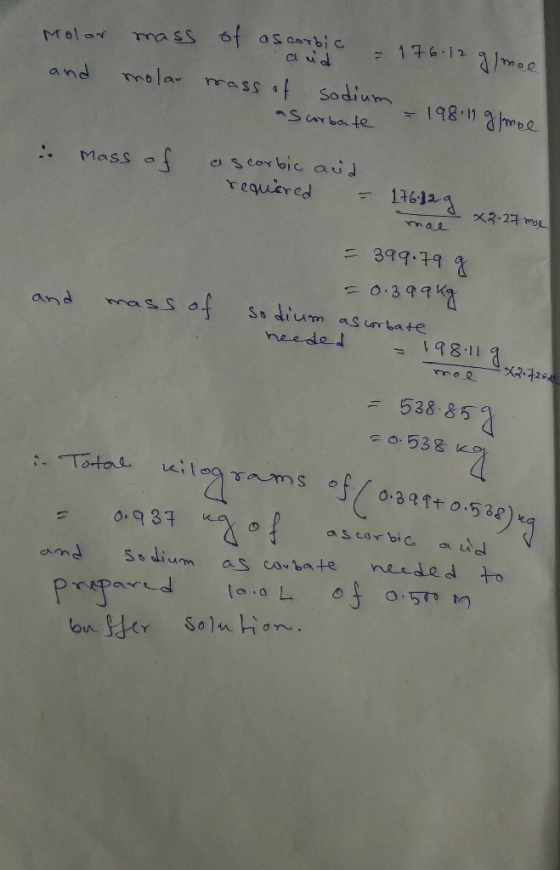 Scorbi c mass of aS aan cud almee 176.12 Malar molar mass and Sodium Sarbate 198.11 mee aseorbic au requered Mass 17612 9 X3-