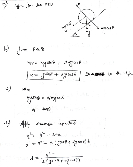 Refes fig. for FBD Үз». gos» f b.) from F.B.D. wea vasiy 9 + dogs q= 08:19 + 12:30 fron Down to the slope с.) When 99і 19 =