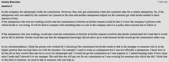5 days ago Anisha Sherchan session 2 In this company, the salespeople works for commission. However, they only get commission