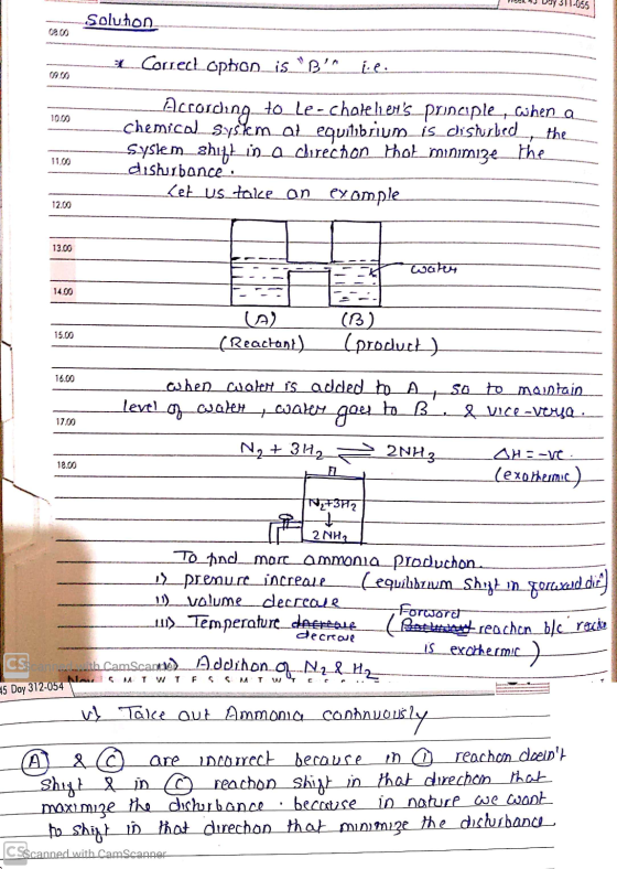 TDI 1055 -Soluhon - 1 Correct option_is. B_il 0800 10.00 - According_to_le-chateliers_Principle Chen a Chemical system al
