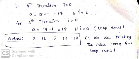 for 4Thitevakion .> for ShTtevafion Output 12 IS 1 18C: we a rint tie Value every t cs Scanned with CamScanner toop Yuns,)