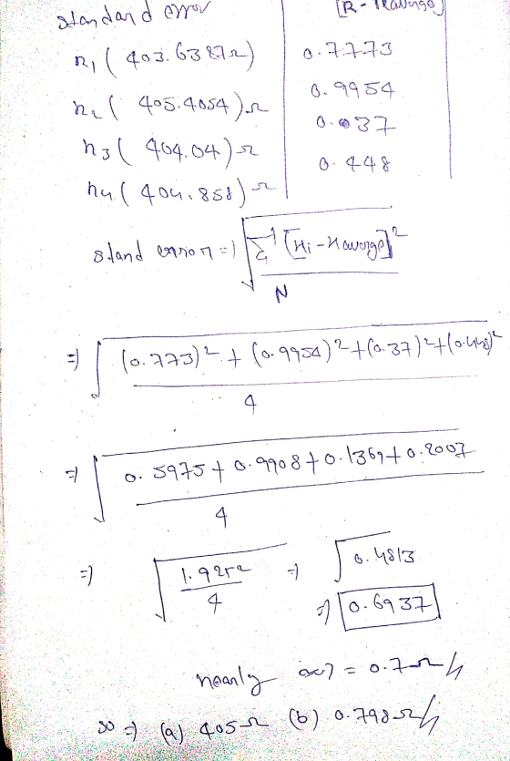 Wenge standard error 0.7773 Ri ( 403.63872) 0.9954 0.37 hil 405:4,054). hal 404.04) hu ( 406.858) o.448 siland enrion =) Thi-
