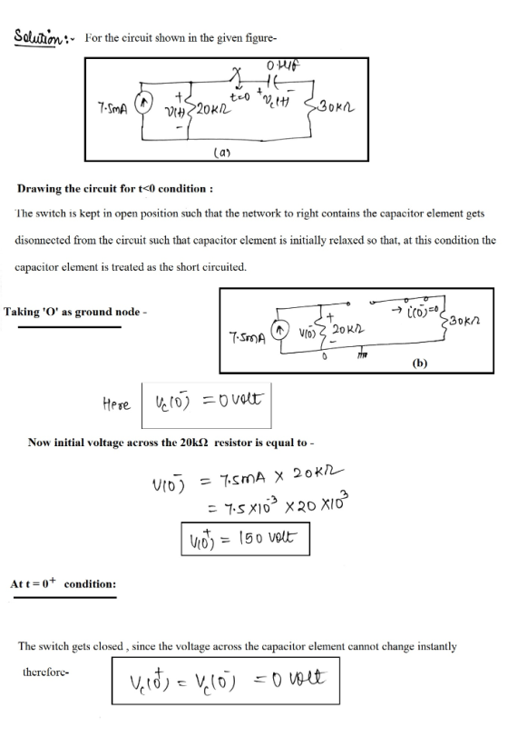 Solution : For the circuit shown in the given figure- Olet tão tuelt 7.SMA VIH220kn SBokn (a) Drawing the circuit for t<0 con