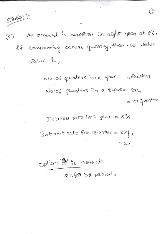 Soution An amounts depoited fo eight yean at & compounda cccuTs quatly,then the teble Nalue No of quanteys ina year- 4arter N
