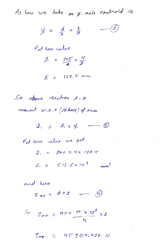 As here we take on y oxis centroid is. 2 3 Put here value 7 305 2 Rolă 7 = 160,5 so abone section AA moment wir.t (N.Axis) of
