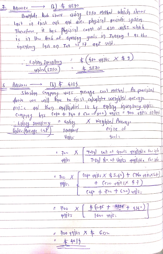 I nuwer --- (6) $_38-70_ Drumble book store using lito Method which shows last in first out and are physical periode system.