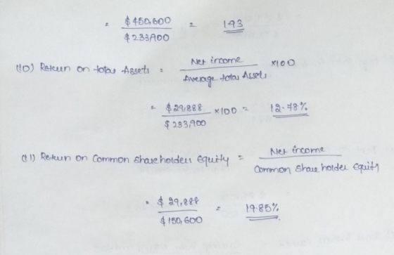 $ 450,600 $233400 1993 to Releun on totale Assets ? Net income xloo Average tota, Assets 12 48% = $ 29,888_ x100 ? $ 283,900