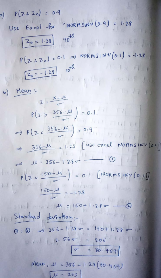 Excel -for NoR m SIN v10. 9丿 1.28 = Use Z0 F1.28 90 0-1) 小281 На 20.2 o b) Mean . 3S6-u use emc = 0-1 | ORMS INV (0-1 150 1:
