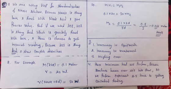 50. MIVIC M2 V2 0.1 X20 - 30 *M2 M2 = 0.1%20- 9380 = 02=0.066 molar =0.066 Malar 30 Hooly Lo I He are using kup for standardi