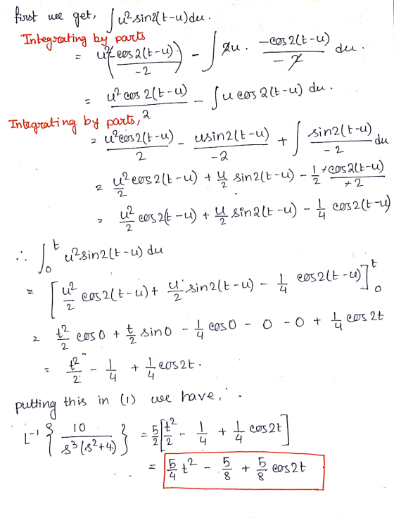 2 - Jau du. -2 Sucos 2(t-u) de. Integrating sinalt-4) du s 2 t 2 2 first wel get, ju² sing (t-uldu. Integrating by parts uteu