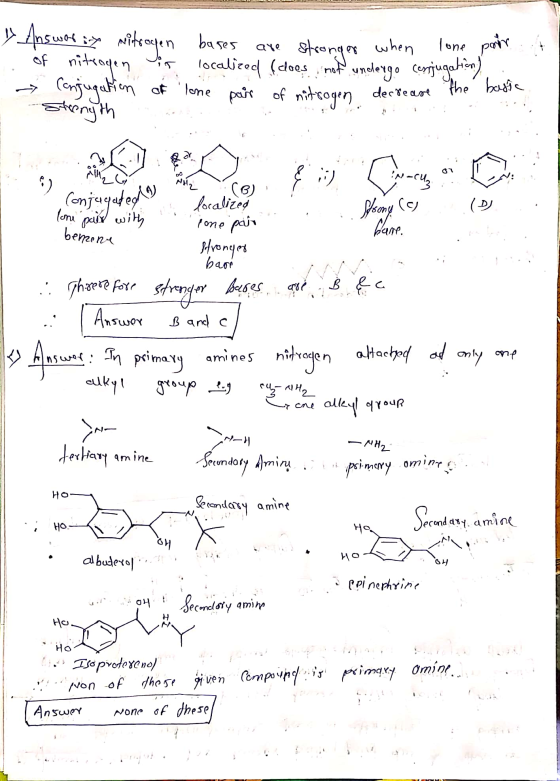 y Answer :-) mitrogen bases are stronger when lone point of nitrogen is localized (does not undergo conjugation) Ť Conjugatio