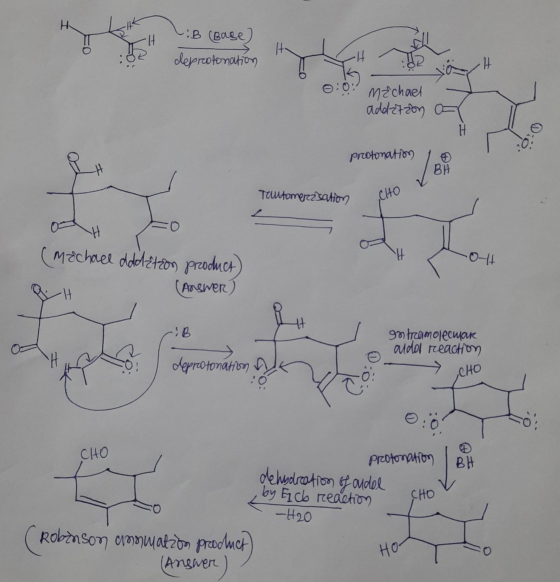 H :B (Base) deprotonation -H H 0:0; machael additzen co protonation BH Toutomerzsation CHO H H. 041 (Michael dddition product