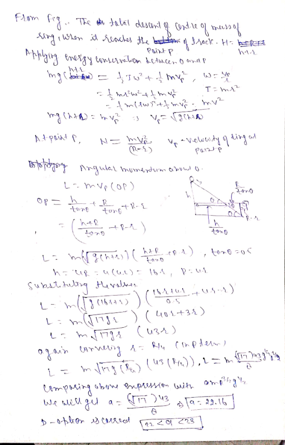 - Paintp to from fig... The tatal descant of Centre of bass of ring, when it reaches the bottom of track. Hi HERE Applying en