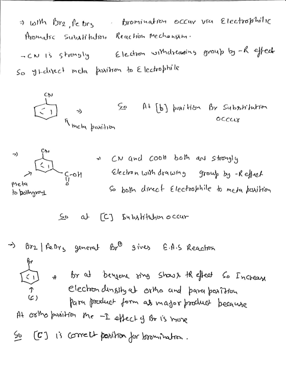 * with Bra Pe Bra Bromination occur via Electrophilic Aromatic Substitution, Reaction mechanism. -cn is strongly Election wit