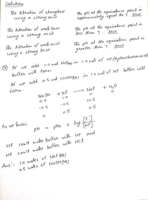 Solution The titration of strong base using a strong acia The pH at the equivalence point is approximately equal to 1 true Th