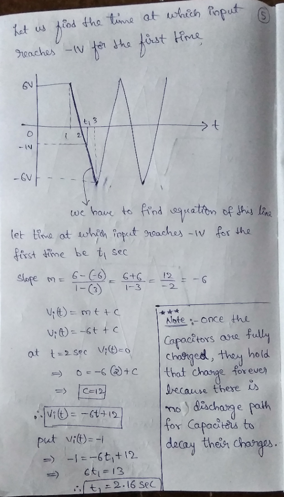 the time at uohich foput Hme het us reaches-V WA 6V ti3 2 -IN -6V we have to find atiton of hy line let tima at sohen inpt ro