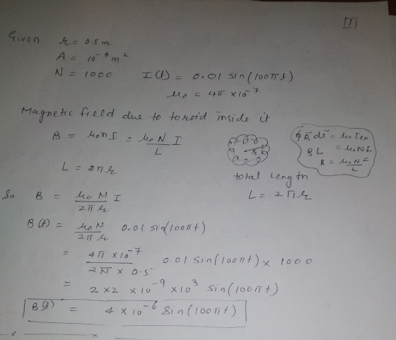 ive n 九ー0.fm. Magnebc freld clus to torord inside it 411 x10 = スト) 0.5 2