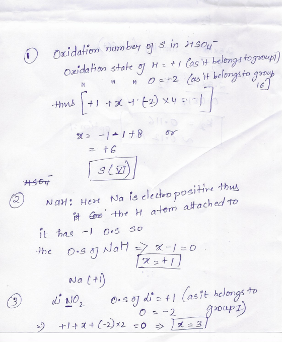 m nr o Oxidation number of sin usou Oxidation state of Hati Cas it belongs togsoupi) in 02-2 (as it belongs to group thus [+1
