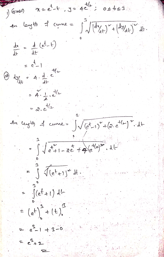 - A. 1) inen na ett go 42; ostes Jidnat) + (dy/at) length of curne = dti 0 du dt d Let-t) dt et . Ha dylat die 4: dt 2.c eta