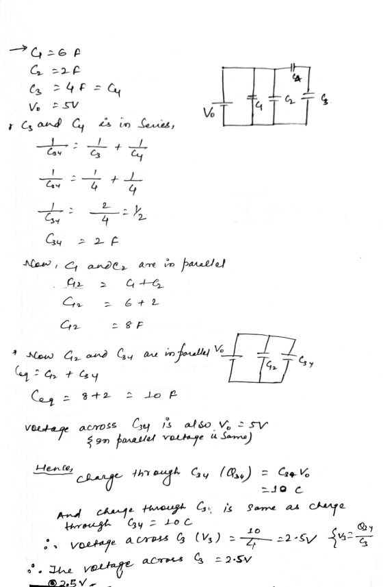 G=6A G =2f C3 = 4 f = Cu th 2 g. Vo & C and Cy is in Series, ㅗ to the + ly 4 4 -to ton 2 دا له Y2 Gy 2 F Now, a ander are in