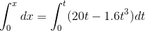 ſ dx = [ (201 – 1.6c* ydt JO