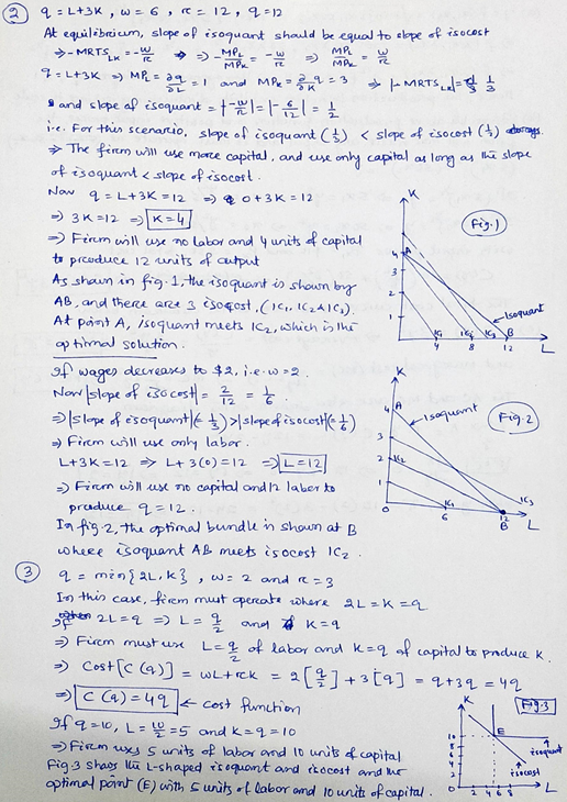 → -> _ML MP MA MP- 1 Non 74 3 2 e-Isoquant 4 12 9 - L+3k ,w=6 , R 12,9 -12 At equilibrian, slope of isoquant should be equal