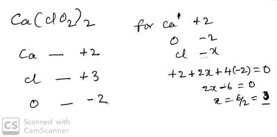 ca CaO222 for ca ca - 1 l - cl -a +2+28+46-2)=0 2x+6=0 &= 6/2 = 3 Scanned with CamScanner