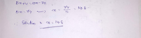 5m +9 - lom-10 Y = 14- 5 - 51 - 19 Solution is ชา - 19.8