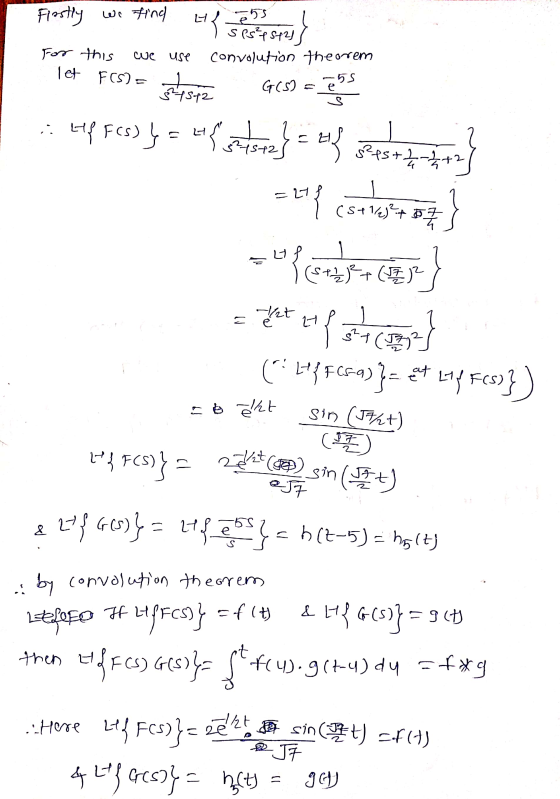 Firstly we find LY ē55 For this ses²4 S121 convolution theorem we use let F(S)= G(S) = 255 : HP FCs) y = 4*3*2} = En} spes***