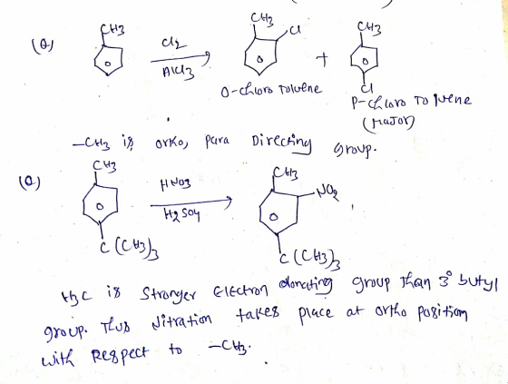CH2 o-chloro poluene a P-chloro to pene raJoy Gour. _Calz. is CH orko, para Directing C612 M . Huogh y NO . Ho soy Ć (CH3) C