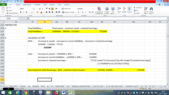 BOND- Microsoft Excel (Product Activation Failed) Formulas File Home Insert Page Layout Data Review View Add-Ins Z AutoSum Cu