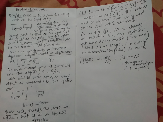 Assumuna that ho erent rom heavy Ca is Car at more accelerat hente △vin larger, ,,e change (F So even mough foru is samo m im