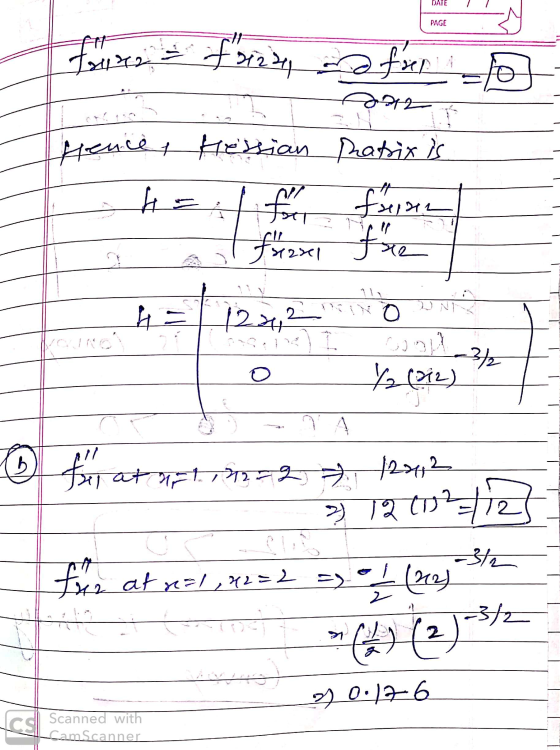 DATE PAGE o Jours foint for 12 pence, Hessian matrix is h = alf feine fxexi Je _____-121210 __ (i) _ । मी 2221 7) 2 (T - Jaat