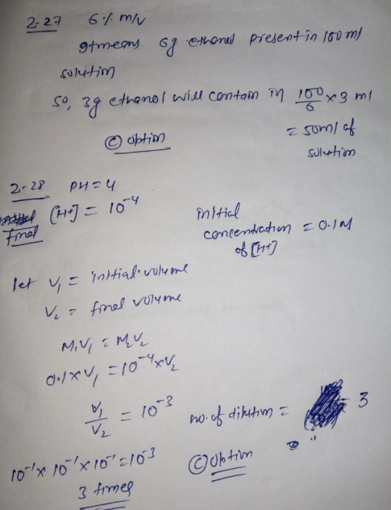 2-27 67. m/v 9 means og ethanel present in loomi sukitim ethanol will contam in 100x3 (3 mi Optim soms of Sulutin so 39 2-28