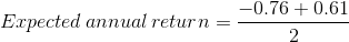 Expected\, annual\, return=\frac{-0.76+0.61}{2}